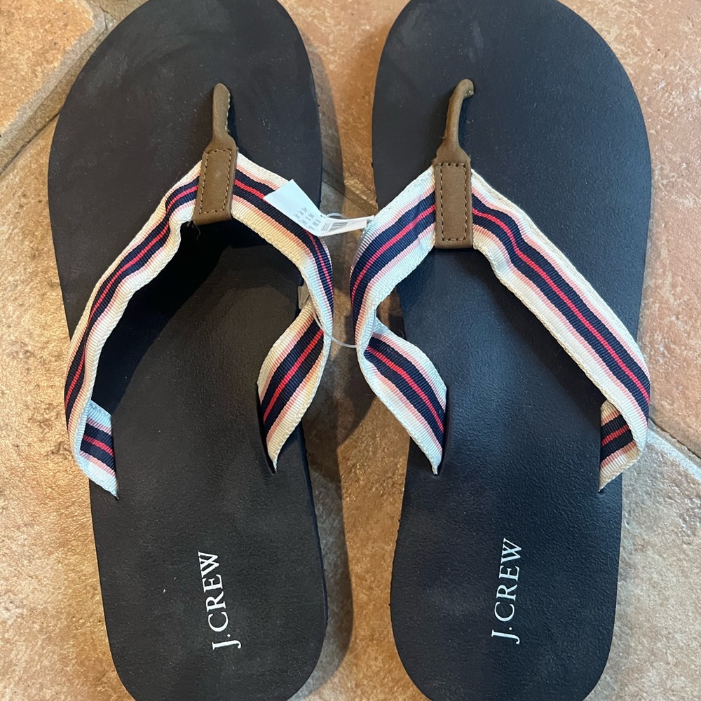 J. Crew Brown Sandals with Striped Straps